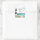 Nautical Lighthouse Brautparty Quadratischer Aufkleber (Tasche)