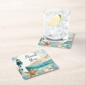 Nautical Lighthouse Brautparty Rechteckiger Pappuntersetzer (Vor Ort)