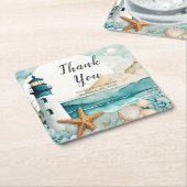 Nautical Lighthouse Brautparty Rechteckiger Pappuntersetzer (angewinkelt)