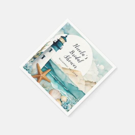 Nautical Lighthouse Brautparty Serviette (Ecke)