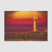 Nautical Lighthouse Burnt Orange Sky Sunset Lake