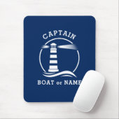 Nautical Lighthouse Captain & Boat oder Name Blue Mousepad (Mit Mouse)