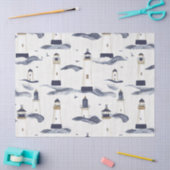 Nautical Lighthouse Coastal Blue Pattern (1) Seidenpapier (Basteln)
