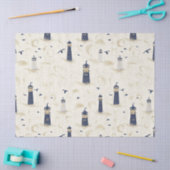 Nautical Lighthouse Coastal Blue Pattern (2) Seidenpapier (Basteln)