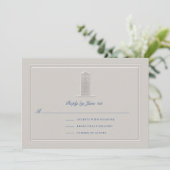 Nautical Lighthouse Coastal Formal Wedding RSVP (Stehend Vorderseite)