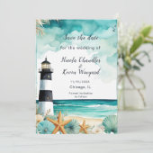 Nautical Lighthouse Empfang Save The Date (Stehend Vorderseite)