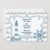 Nautical Lighthouse Erster Geburtstag Einladung fü (Rückseite)