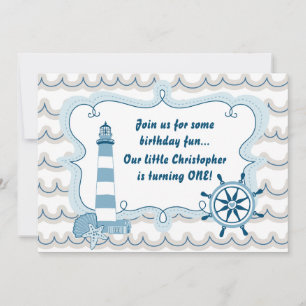 Nautical Lighthouse Erster Geburtstag Einladung fü