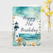 Nautical Lighthouse Geburtstag Karte (Gelbe Blume)