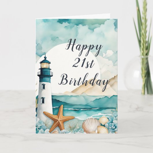 Nautical Lighthouse Geburtstag Karte (Vorderseite)