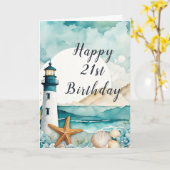 Nautical Lighthouse Geburtstag Karte (Gelbe Blume)
