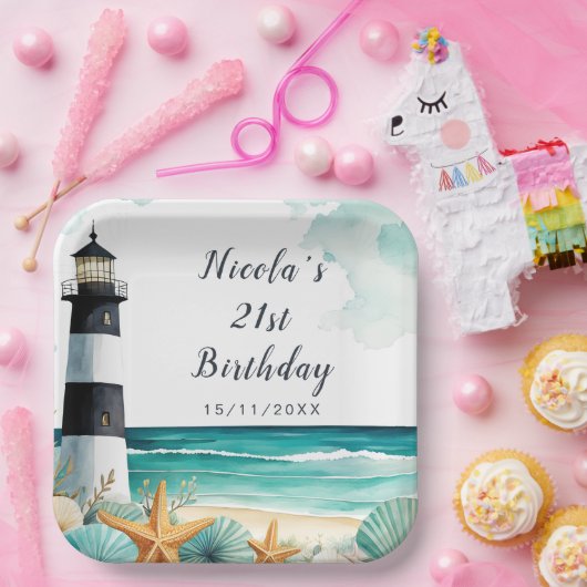 Nautical Lighthouse Geburtstag Pappteller (Party)