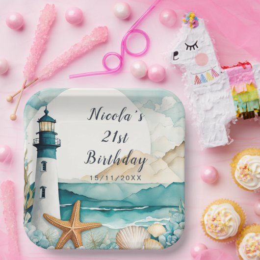 Nautical Lighthouse Geburtstag Pappteller (Party)