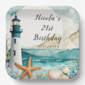 Nautical Lighthouse Geburtstag Pappteller (Vorderseite)