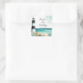 Nautical Lighthouse Geburtstag Quadratischer Aufkleber (Tasche)