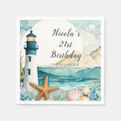 Nautical Lighthouse Geburtstag Serviette (Vorderseite)