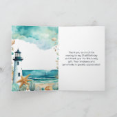 Nautical Lighthouse Geburtstagsparty Dankeskarte (Innenseite)