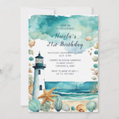 Nautical Lighthouse Geburtstagsparty Einladung (Vorderseite)