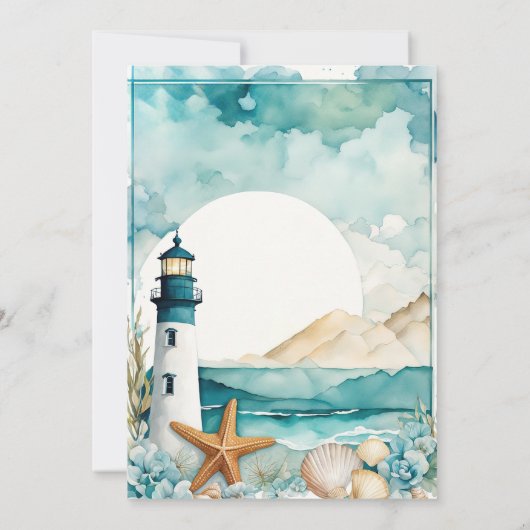 Nautical Lighthouse Geburtstagsparty Einladung (Rückseite)