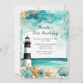 Nautical Lighthouse Geburtstagsparty Einladung (Vorderseite)