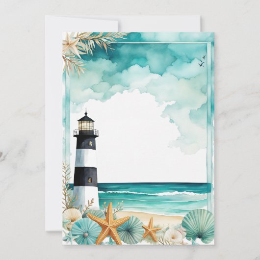 Nautical Lighthouse Geburtstagsparty Einladung (Rückseite)