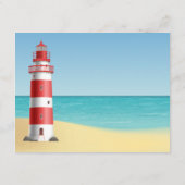 Nautical Lighthouse Hochzeitsfahrt Strand Ozean Begleitkarte (Rückseite)