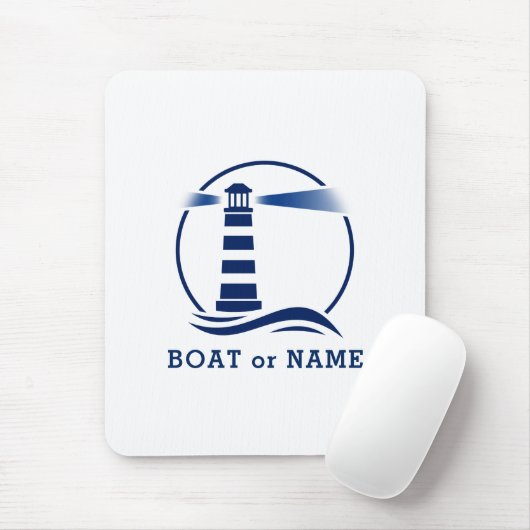 Nautical Lighthouse Ihr Boot oder Name Blue Mousepad (Mit Mouse)
