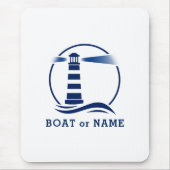 Nautical Lighthouse Ihr Boot oder Name Blue Mousepad (Vorne)