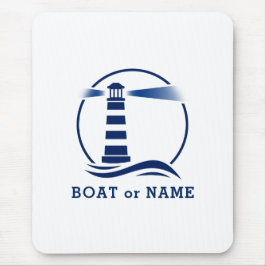 Nautical Lighthouse Ihr Boot oder Name Blue Mousepad