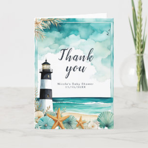 Nautical Lighthouse Kinderdusche Dankeskarte