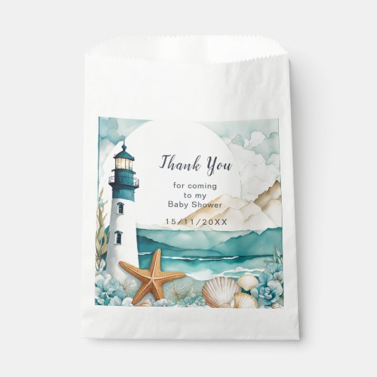 Nautical Lighthouse Kinderdusche Geschenktütchen (Vorderseite)