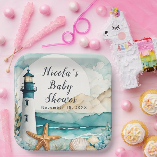 Nautical Lighthouse Kinderdusche Pappteller (Party)