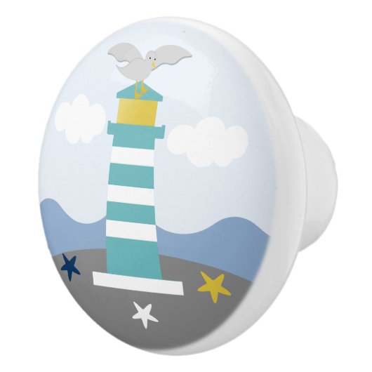 Nautical Lighthouse Kinderzimmer Drawer Pull Knob Keramikknauf (Rechts)