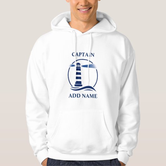 Nautical Lighthouse mit Captain oder Schiffsname M Hoodie (Vorderseite)
