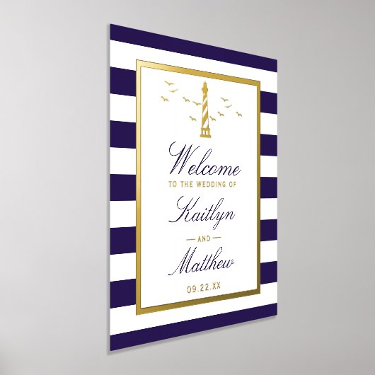 Nautical Lighthouse Real Foil Wedding Willkommensz Foliendrucke (Ablage )