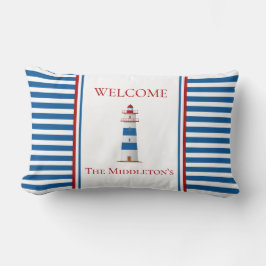 Nautical Lighthouse Red White Blue Streifen Lendenkissen