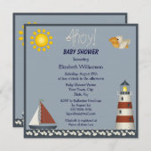Nautical Lighthouse & Sailboat Baby Dusche Einladung (Vorne/Hinten)
