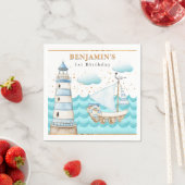 Nautical Lighthouse Sailboat Birthday Napkins Serviette (Beispiel)
