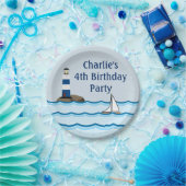 Nautical Lighthouse Scene Custom Birthday Pappteller (Party)