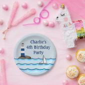 Nautical Lighthouse Scene Custom Birthday Pappteller (Party)