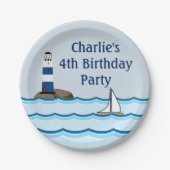 Nautical Lighthouse Scene Custom Birthday Pappteller (Vorderseite)