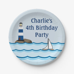 Nautical Lighthouse Scene Custom Birthday Pappteller