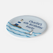 Nautical Lighthouse Scene Custom Birthday Pappteller (Schrägansicht)