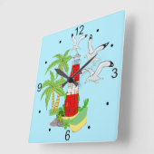 Nautical Lighthouse Scene Square Clock Quadratische Wanduhr (Winkel)