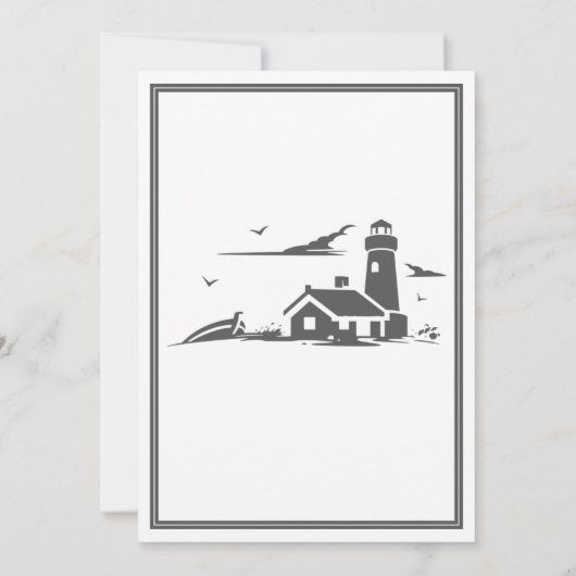Nautical Lighthouse Seaside Beach Wedding Einladung (Rückseite)