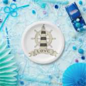 Nautical Lighthouse & Ship Whep Wedding Party Pappteller (Party)