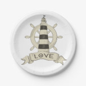 Nautical Lighthouse & Ship Whep Wedding Party Pappteller (Vorderseite)