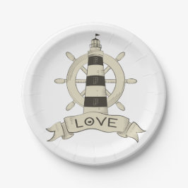 Nautical Lighthouse & Ship Whep Wedding Party Pappteller