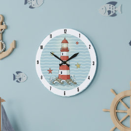 Nautical Lighthouse & Starfish ID1249 Große Wanduhr