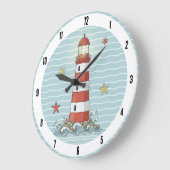 Nautical Lighthouse & Starfish ID1249 Große Wanduhr (Winkel)